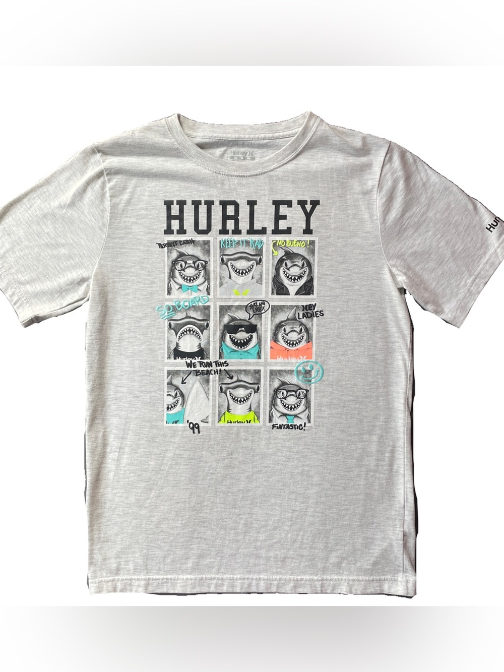 Hurley Boys' Gray Graphic Shark-Panel Tee